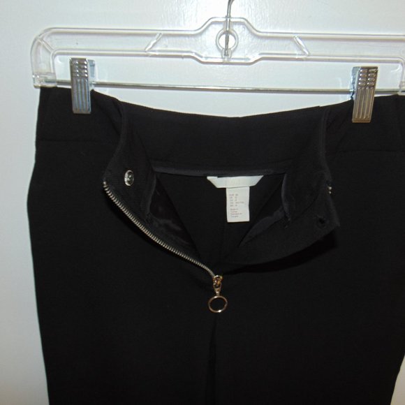 Women's H&M Woven Black Metal Zipper 70's Retro Straight Leg Pants Slacks 8 - Picture 8 of 8